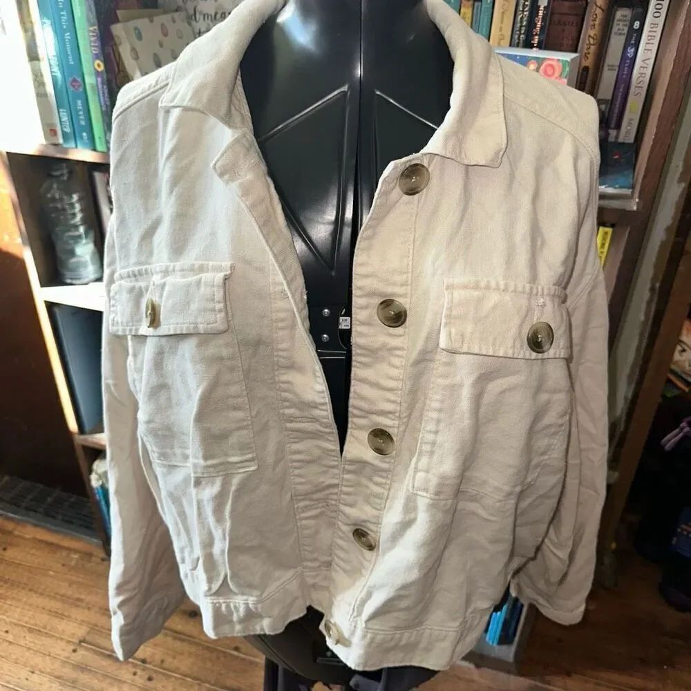 Old Navy distressed elevated basics minimalist linen XL jacket